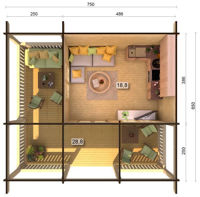 BUNGALOW MADERA AGNETA 18,8 + 28,8 M2 - Imagen 4