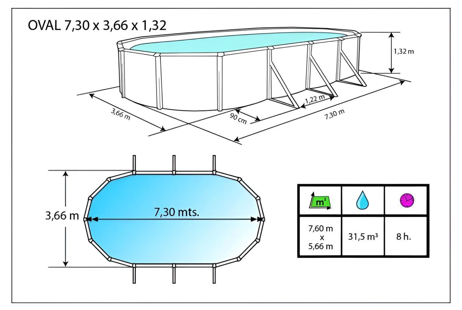 Piscina 730x366x132 Alto Magnum Toi 2311 - Imagen 4