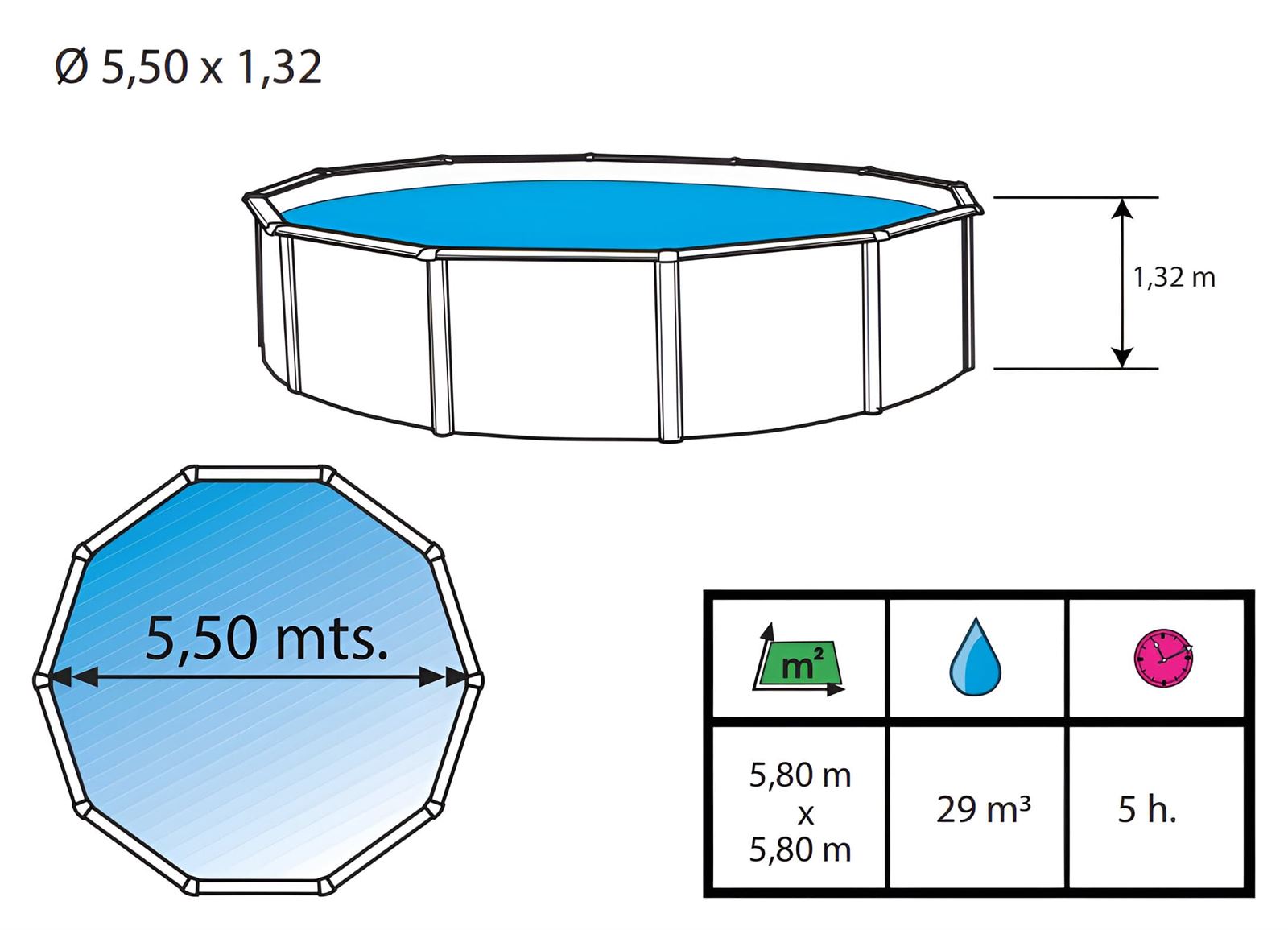 Piscina Prestigio 2280 Toi 5.50 x 1.32 Alto - Imagen 4